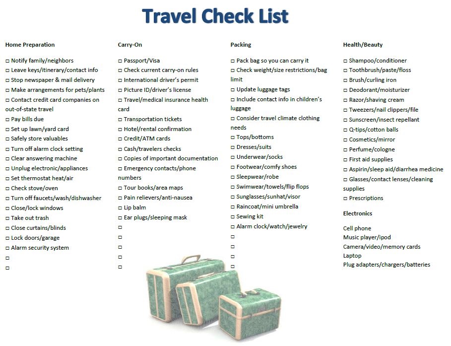 travel check list happy cruisers inc florida